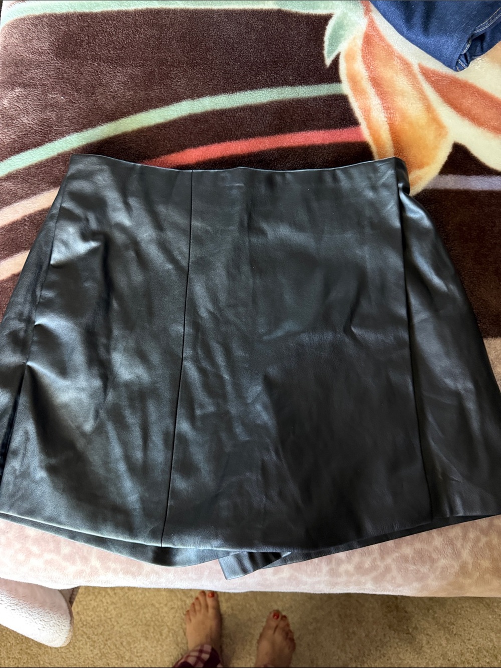 Jason Wu Black Faux Leather A-Line Mini Skirt